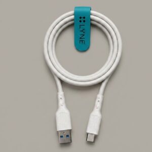 LYNE Flexy 1c, USB to Type C fast charging cable, 35W data cable, 1m type c cable white, LYNE Type C cable price, best copper wire data cable.