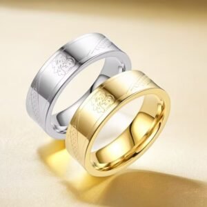 High-end Titanium Steel Couple Rings Trendy Style With The Fu Character